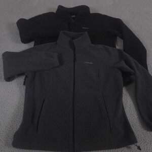 LOT OF 2 Columbia Jacket Womens XL Black Gray West Bend Sherpa Full-Zip Fleece